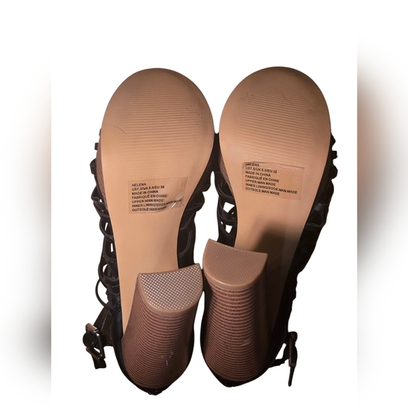 Justfab Helena Black faux leather gladiator platform Heels Sandals Womens 7.5 - Picture 10 of 12